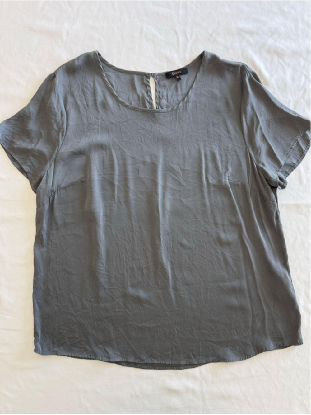 Women's Quince Silk Blend Short Sleeve Tee Grey Size XL